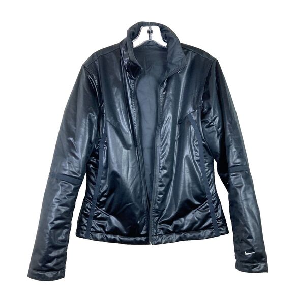 Nike Women’s Reversible Padded Jacket Size M Black Medium Weight Full Zip - Picture 1 of 8
